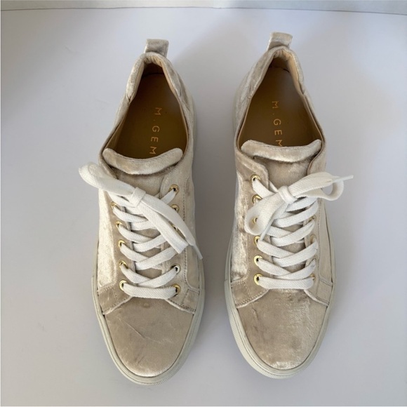 M Gemi Palestra Velvet Sneakers Italian Designer Shoes Beige Size 38 US 7.5 8 - Picture 8 of 12